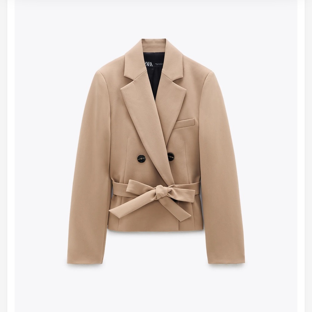 Zara Belted Crop Blazer Sz XS